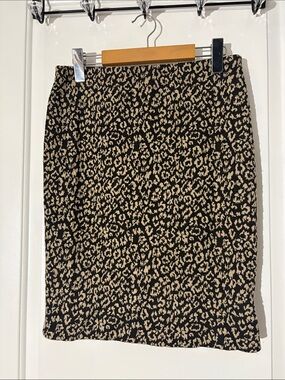 George Black and Cream Leopard-Print Pencil Skirt
